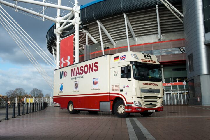Masons Removals Cardiff van at Cardiff Principality Stadium